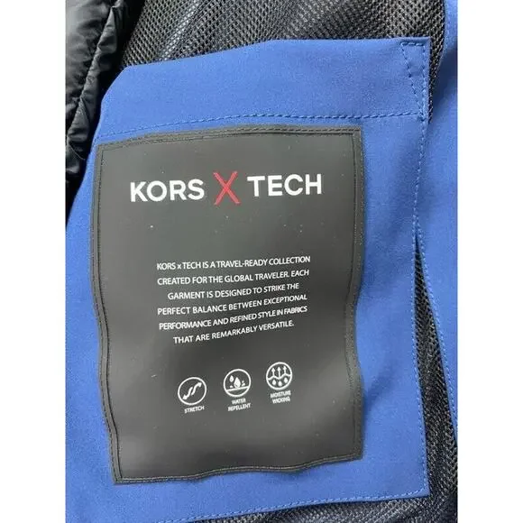 Michael Kors Mens Commuter 3 In 1 Jacket Blue Stretch Water Repellent S New
